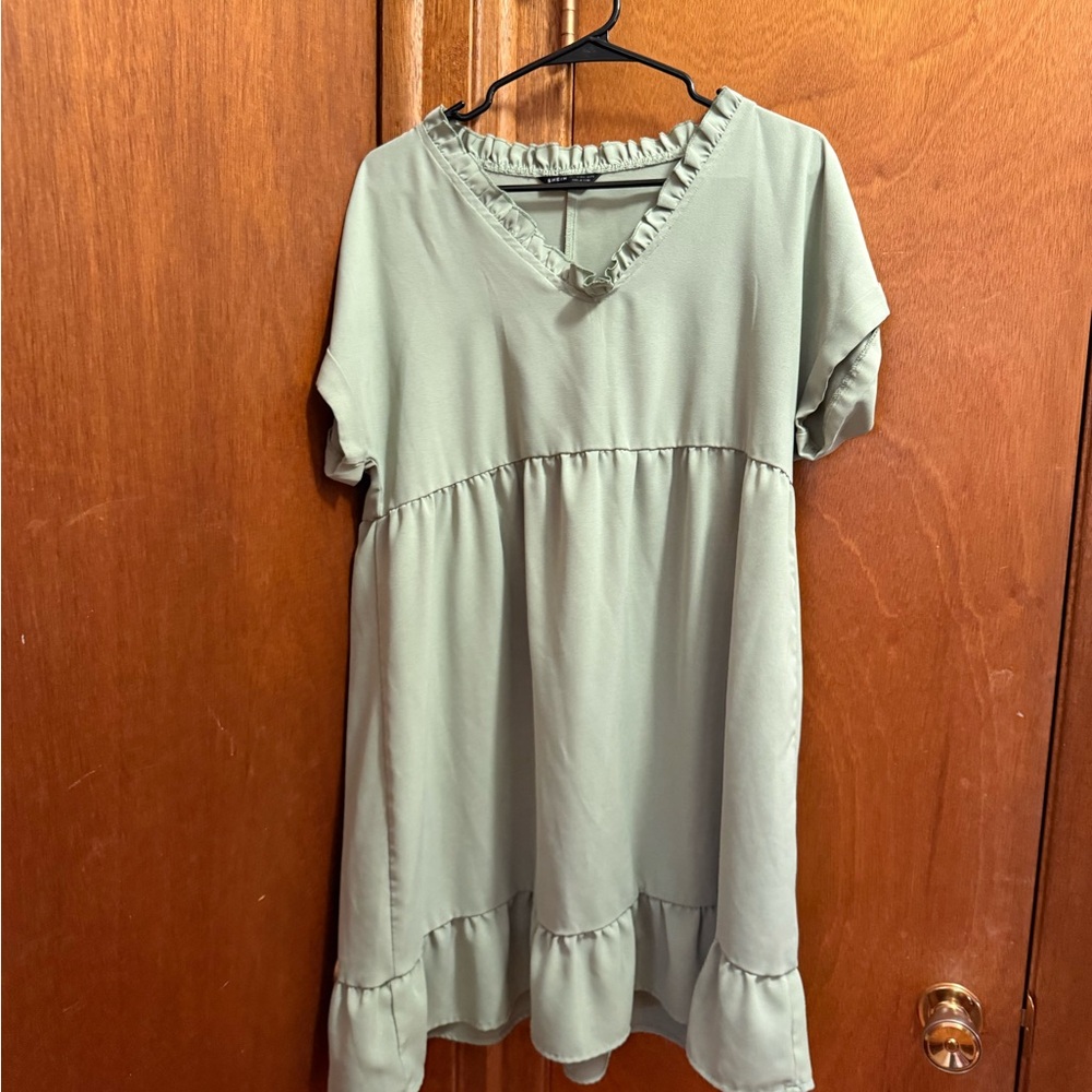 Green Ruffle Hem Dress